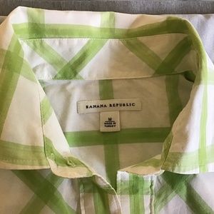 Plaid green banana republic medium long sleeves